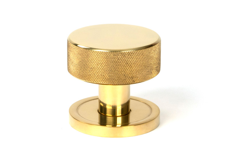 Polished Brass Brompton Mortice/Rim Knob Set (Plain)