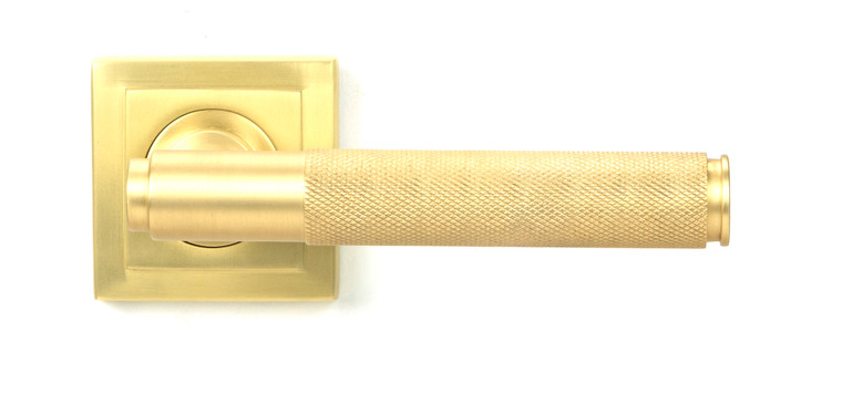 Satin Brass Brompton Lever on Rose Set (Square) - Unsprung