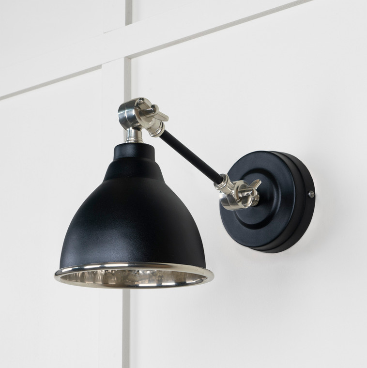 Hammered Nickel Brindley Wall Light in Elan Black