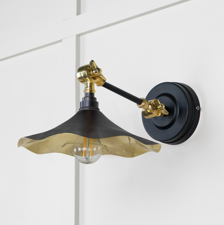 Smooth Brass Flora Wall Light in Elan Black