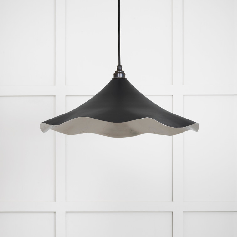 Smooth Nickel Flora Pendant in Elan Black