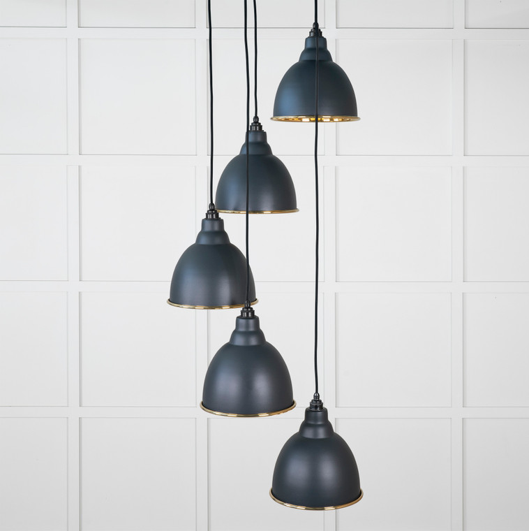 Smooth Brass Brindley Cluster Pendant in Soot