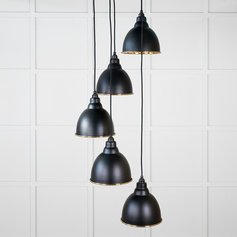 Hammered Brass Brindley Cluster Pendant in Elan Black