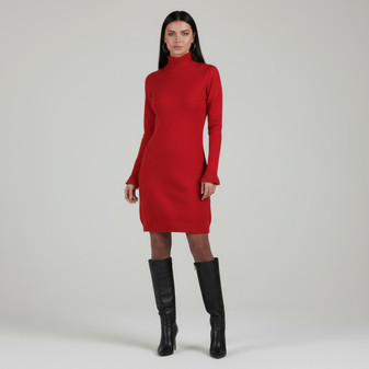 Red Ruffle Sleeve Dress