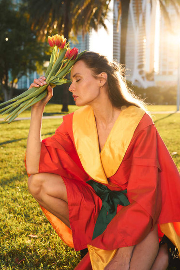 Sunset Bloom Wrap Dress