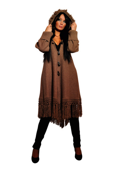 Hooded Fringe Poncho