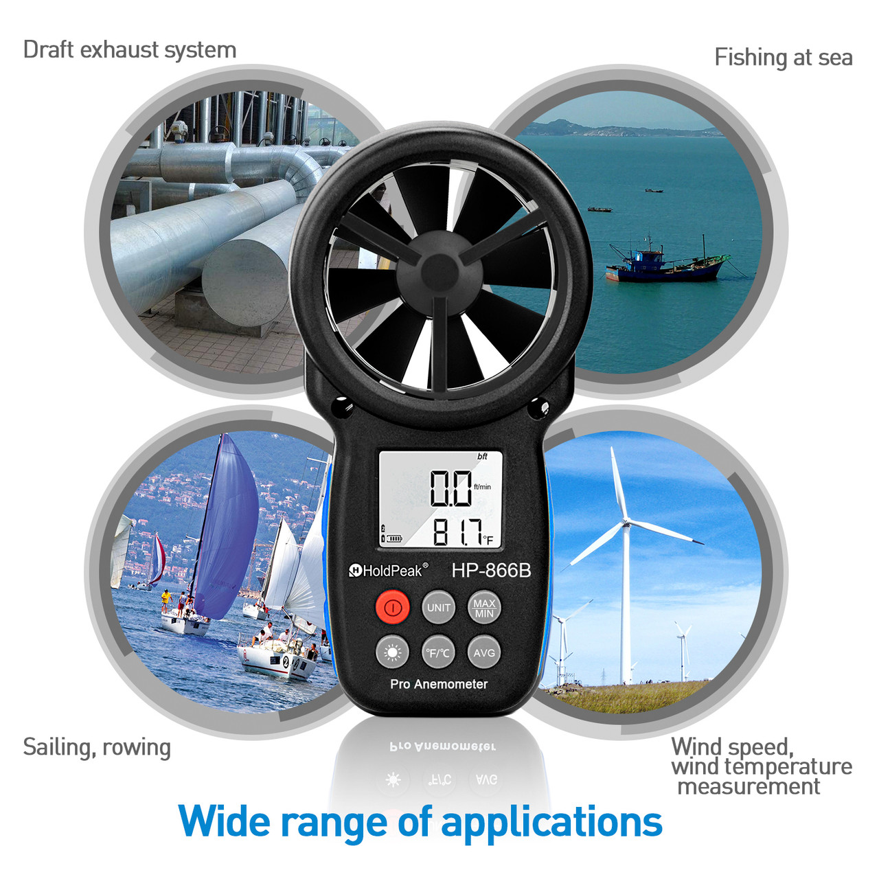 Holdpeak 866B Anemometer,Wind Speed Meter