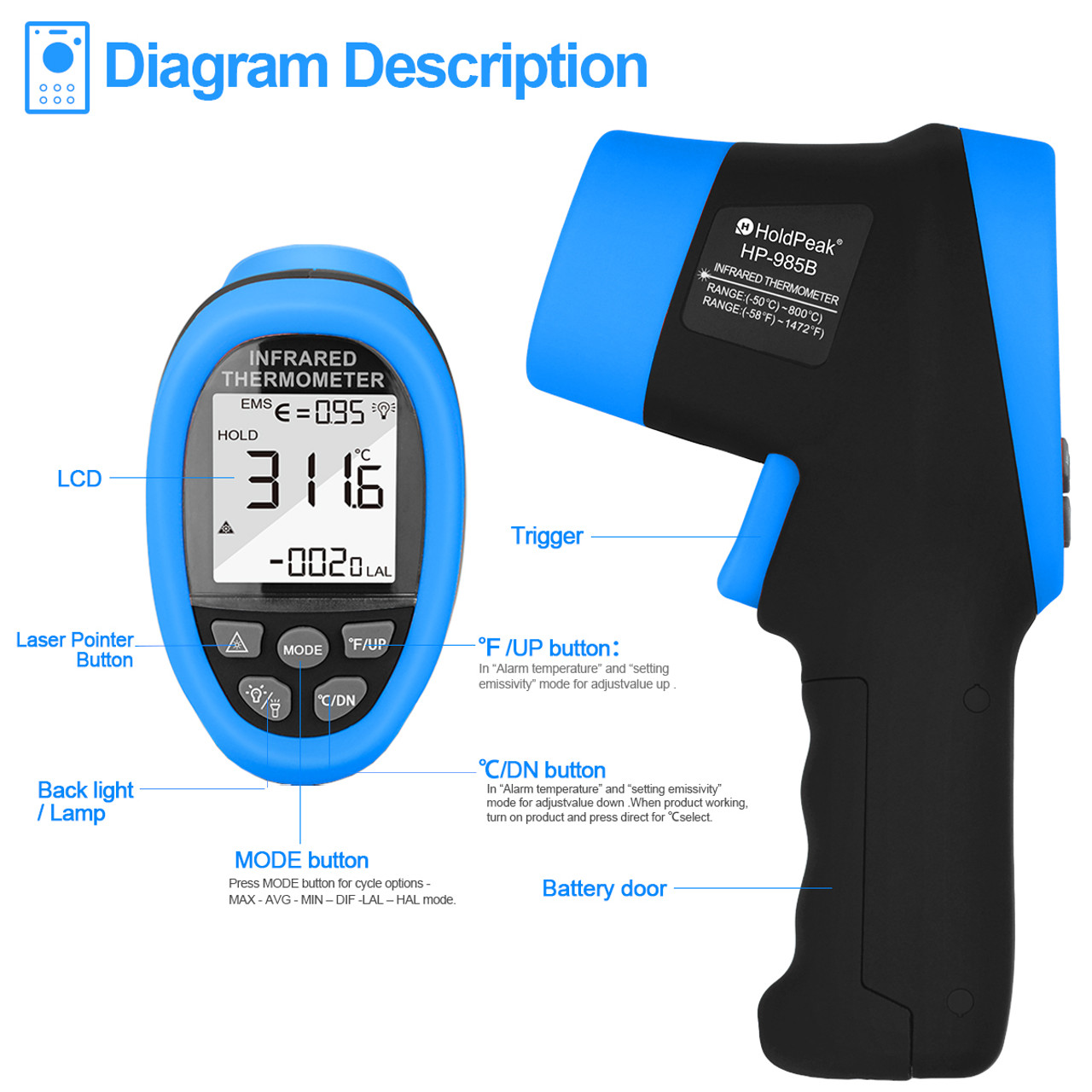 HP-1120 Digital Infrared Thermometer (HP-1120)