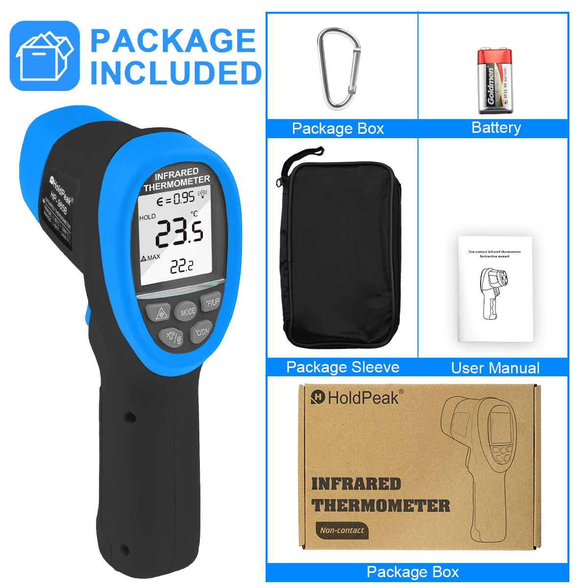 HP-985B Digital Infrared Thermometer Dual Laser Thermometer (HP-985B)