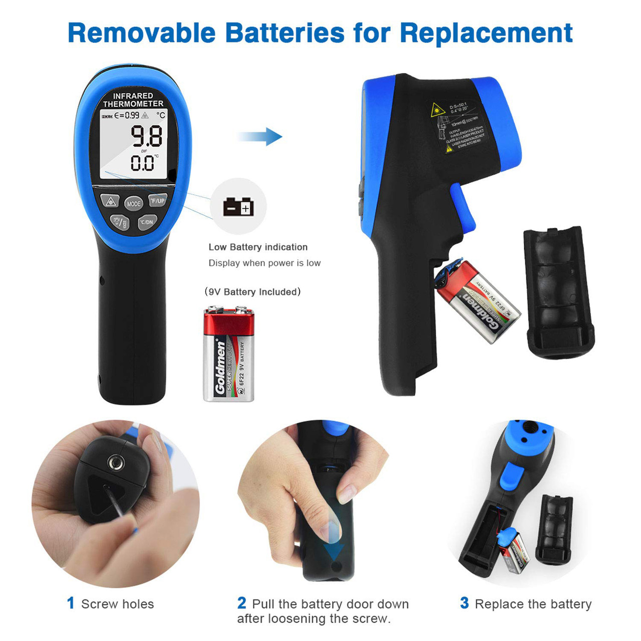 Infrared Temperature Gun Pyrometer 50:1 Industrial Laser