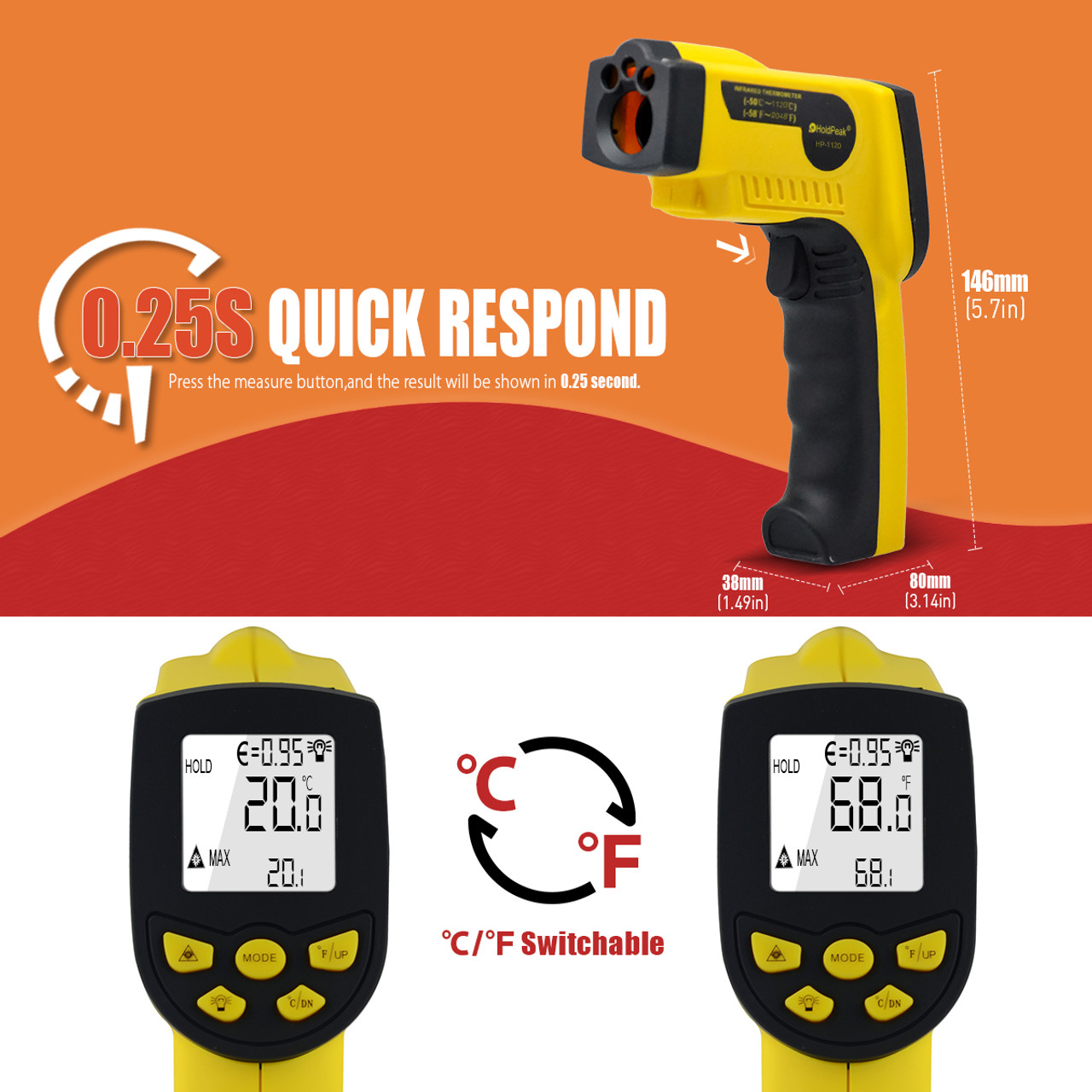 HP-1120 Digital Infrared Thermometer (HP-1120)