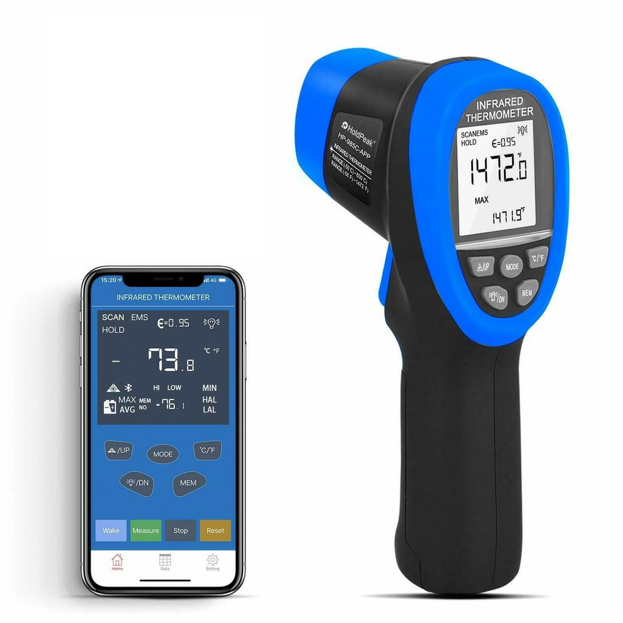 HoldPeak Infrarot Thermometer IR Pyrometer 50:1 bis +1800°C  Temperaturmessgerät