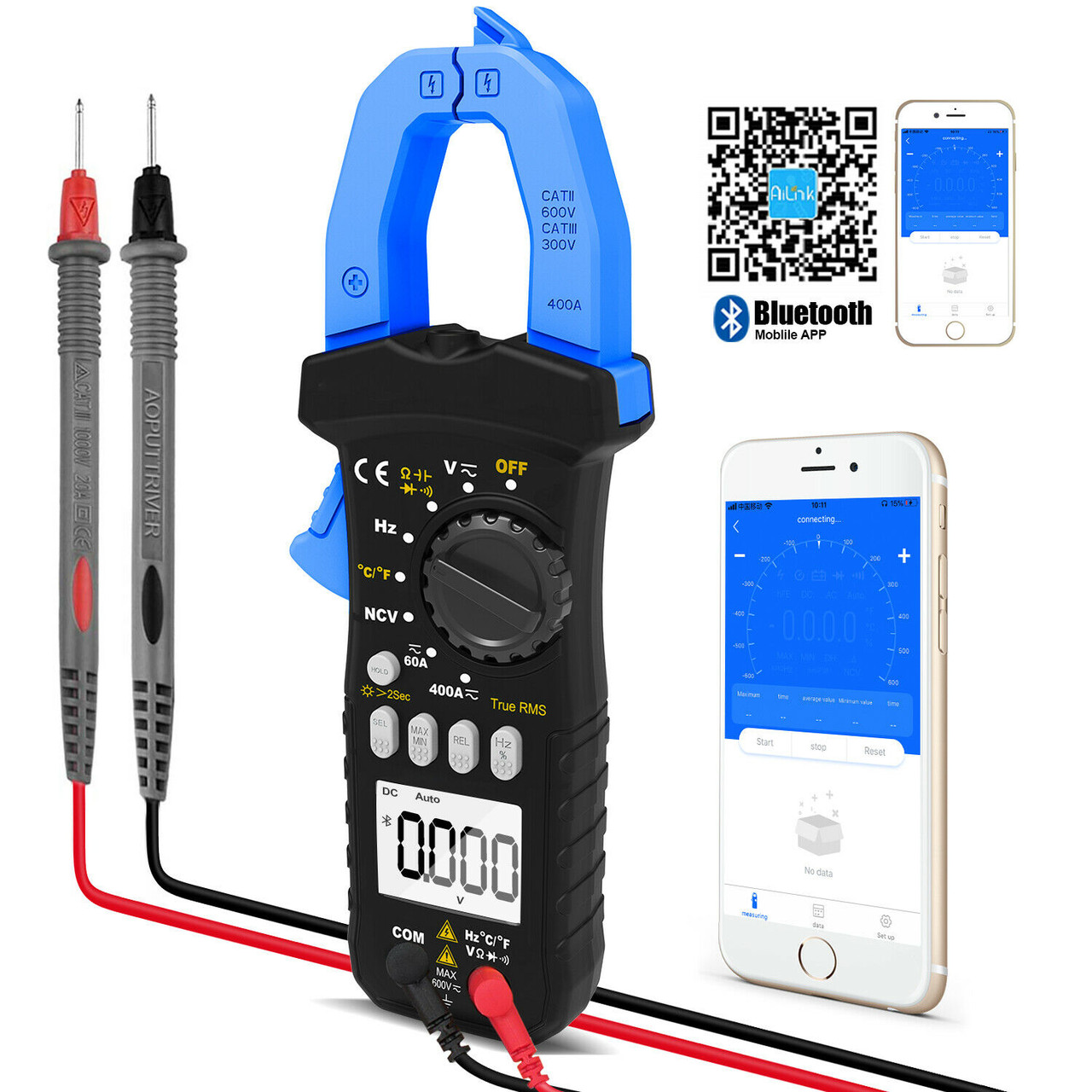 Digital Multimeter Tester AC DC Volt Amp Clamp Meter Auto Range LCD  Handheld 