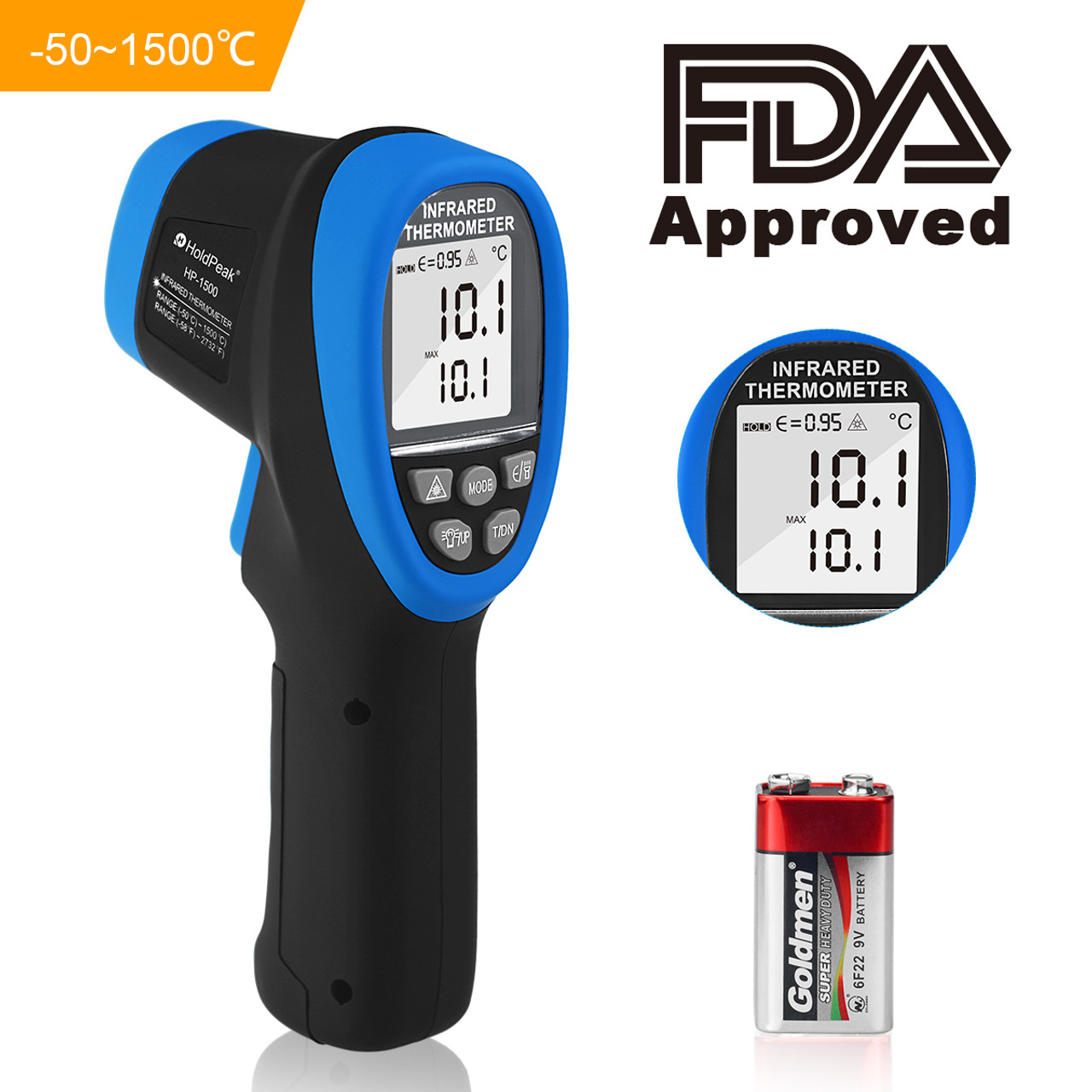 High Temp IR Digital Thermometer (Max/Min, AVG Record)