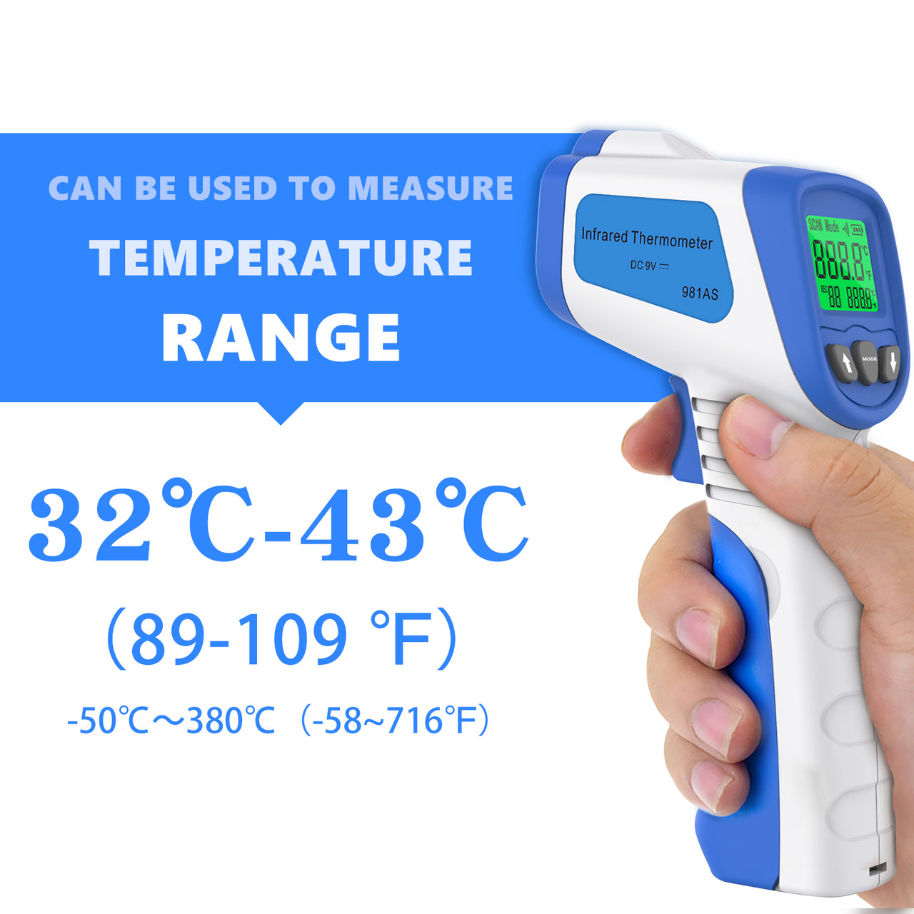 Thermomètre laser infrarouge -38°c +365°c