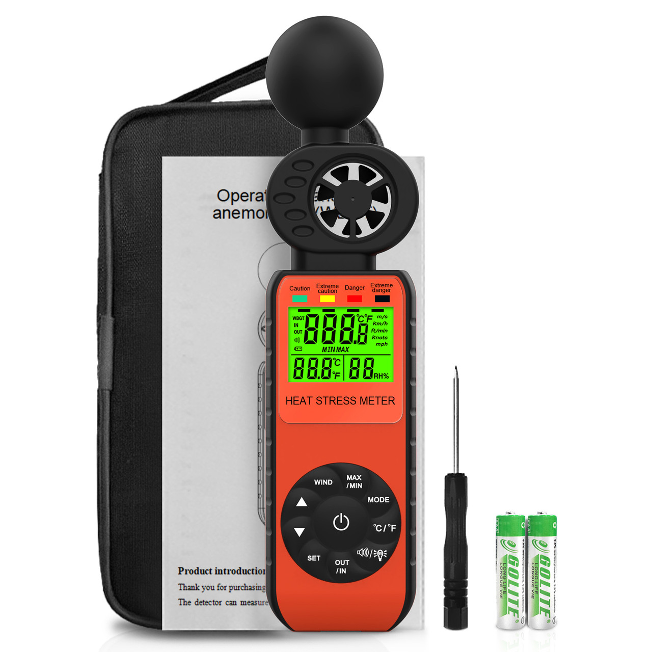 WBGT Heat Stress Monitor Anemometer