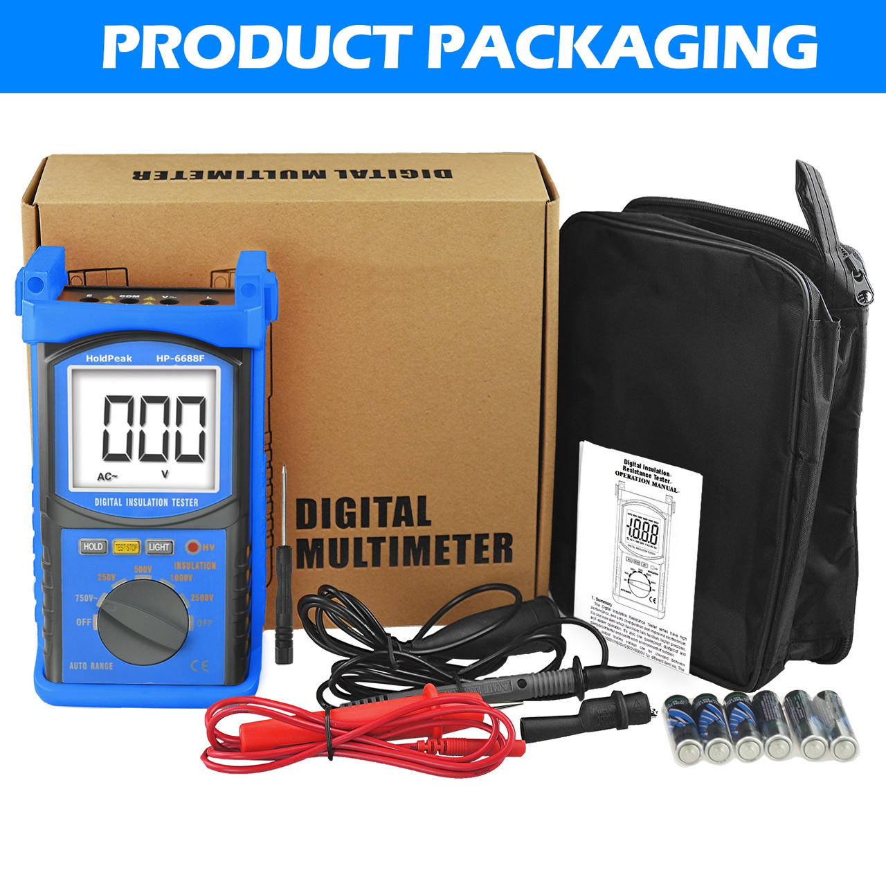 HoldPeak HP-6688F Digital Insulation Resistance Tester, Voltage