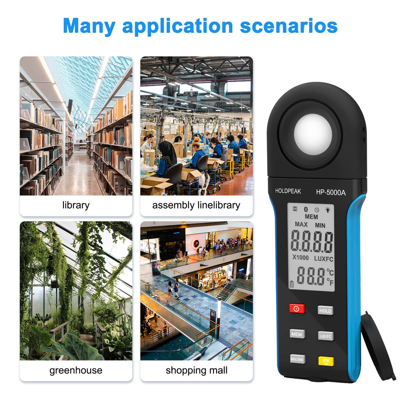 Lux Meter HoldPeak Illuminance Light Meter With Bluetooth, Digital