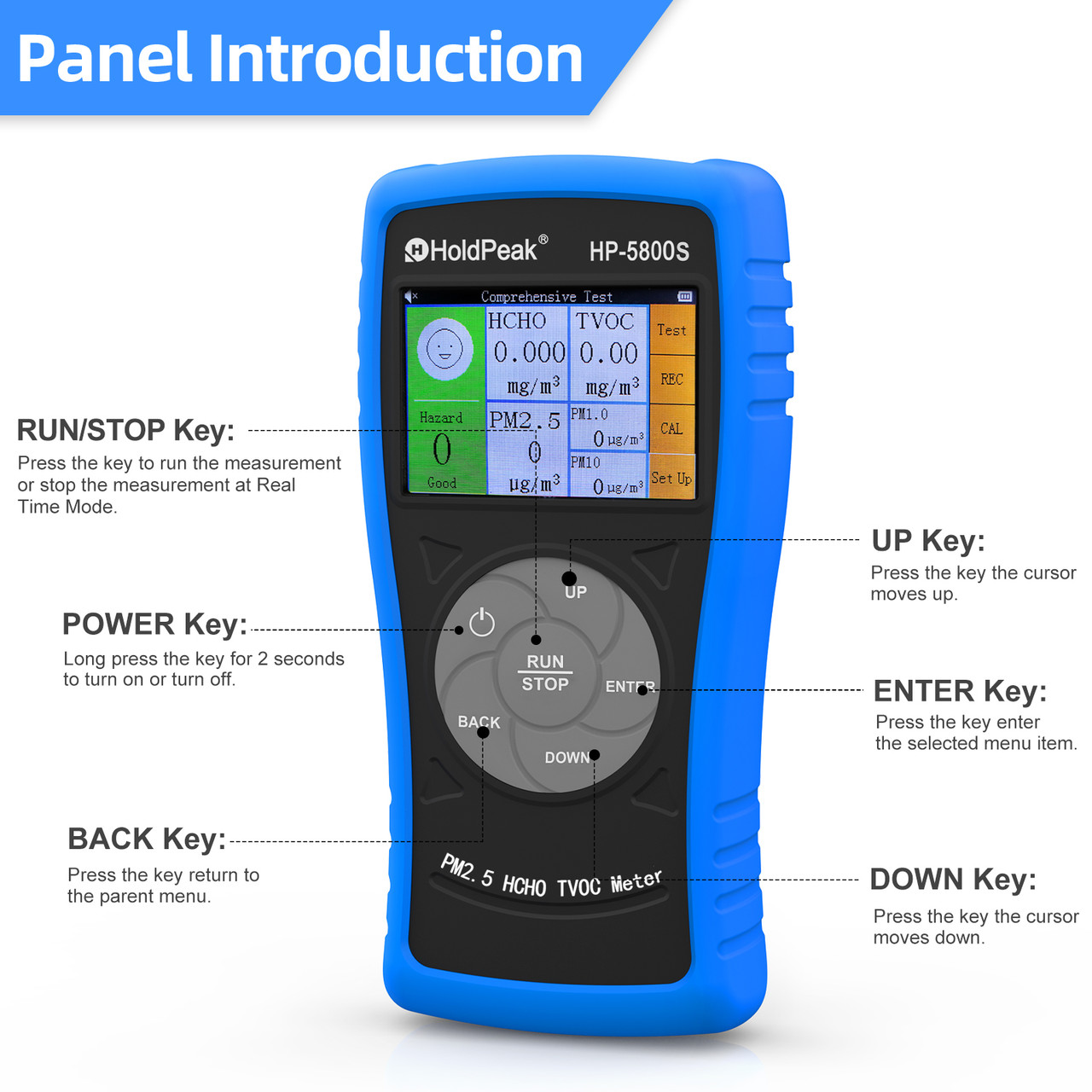 HOLDPEAK HP-5800S Formaldehyde Detector PM2.5 PM10 Particulate