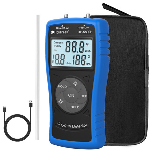 HOLDPEAK HP-5800H Handheld Ultrasonic Oxygen Detector - Accurately Measures Oxygen Concentration and Flow Rate for PSA Oxygen Concentrators