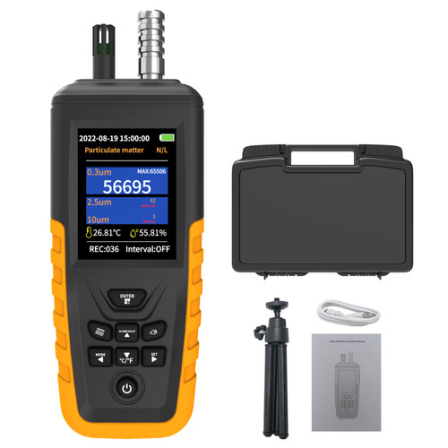 TC-8100+ PM2.5 Detector – 6-Channel Particle Counter with 0.3~10μm, PM2.5/PM10, Temperature & Humidity, 999 Data Logs, 3.2" TFT Display, Rechargeable Battery