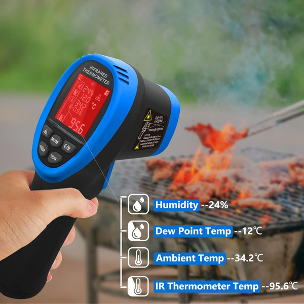 HOLDPEAK HP-985E Digital Infrared Thermometer High Temperature Gun ...
