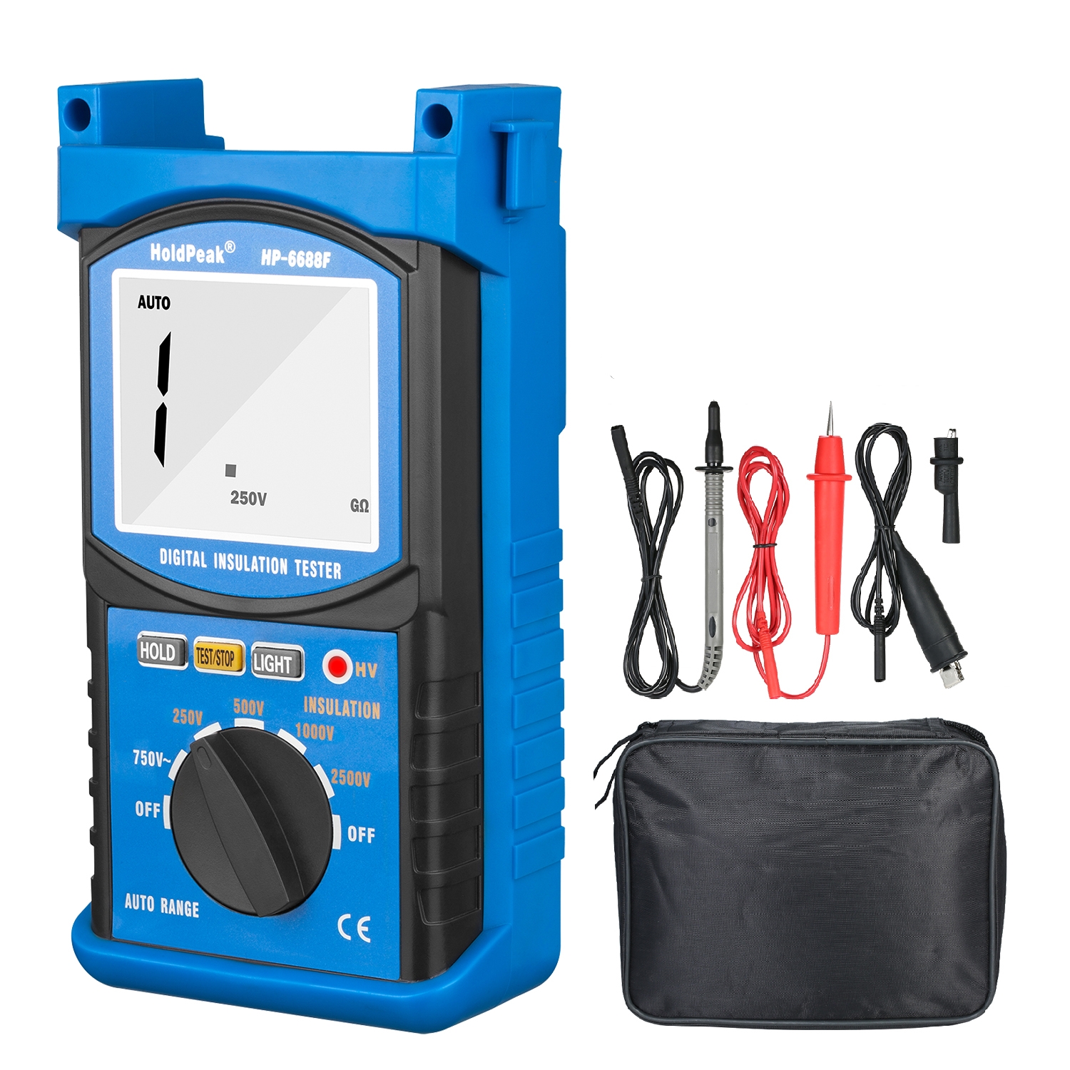 HoldPeak HP-6688F Digital Insulation Resistance Tester, Voltage Tester 250/  500/ 1000/ 2500V,