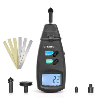 High-Precision Contact Tachometer RPM Range: 0.5–19,999 Metric/Imperial ...