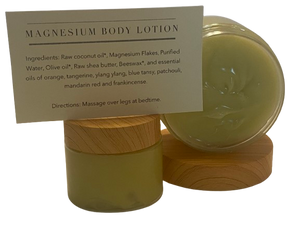 Magnesium face lotion in jars with instructions