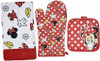 Disney Oven Mitt Pot Holder & Dish Towel 3 pc Kitchen Set (Minnie Mouse Red)