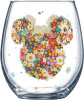 Disney Stemless Glass Wine Glasses - 14.5 oz, 2 Pack, Multicolor