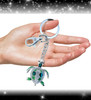 Aqua79  Green Sea Turtle Keychain - Silver 3D Sparkling Charm Rhinestones Fashionable Stylish Metal Alloy Durable Key Ring Bling Crystal Jewelry Accessory, Clasp For Key Chain, Purse, Backpack, Handbag