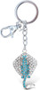 Stingray Keychain - Silver 3D Sparkling Charm Rhinestones Fashionable Stylish Metal Alloy Durable Key Ring Bling Crystal Jewelry Accessory With Clasp