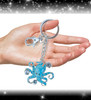 Blue Octopus Keychain - Silver 3D Sparkling Charm Rhinestones Fashionable Stylish Metal Alloy Durable Key Ring Bling Crystal Jewelry Accessory With Clasp For Key Chain, Purse, Backpack, Handbag