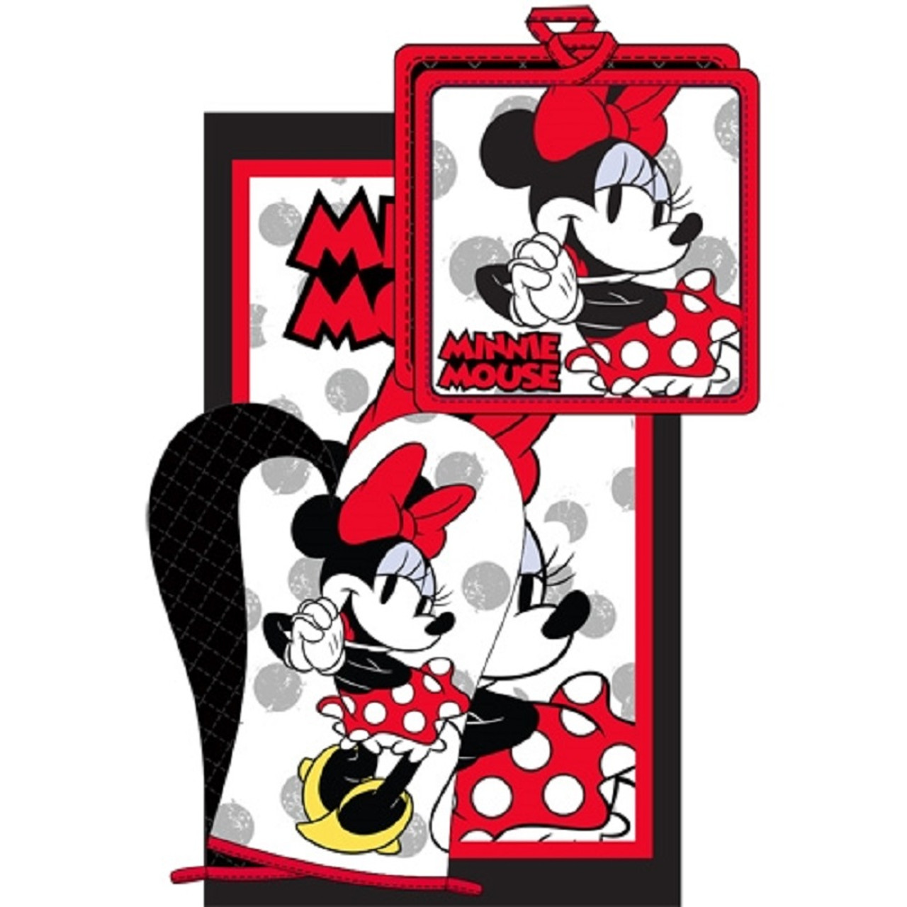 Disney Minnie Mouse Dish Towels Kitchen 2-Piece Set, Red