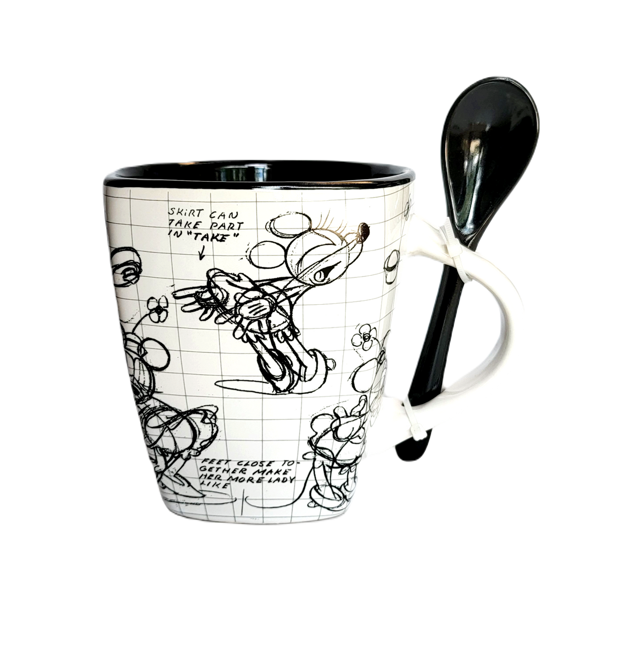 Disney Mickey Mouse Drawing Sketch 11oz Mug With Spoon - Disney Gifts
