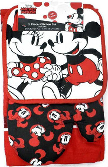 Disney Mickey Minnie Kitchen Set with Oven Mitt - Pot Holder - Towel - 3 Piece Disney Mickey Minnie Kitchen Set with Oven Mitt - Pot Holder - Towel - 3 Piece