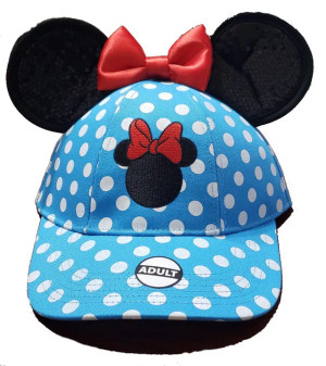 Disney Vintage Minnie Polka Dots Ear Hat for Adult, Blue Red Disney Vintage Minnie Polka Dots Ear Hat for Adult, Blue Red