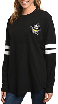 Disney Women's Mickey Mouse Long Sleeve Jersey, Black