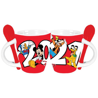 Disney Espresso Mug with Spoon 2021 Retro Group Mickey Donald Goofy Pluto Disney Espresso Mug with Spoon 2021 Retro Group Mickey Donald Goofy Pluto