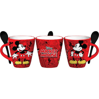 Disney Mickey Funnies Cartoon 11oz Mug w/Spoon, Red Disney Mickey Funnies Cartoon 11oz Mug w/Spoon, Red