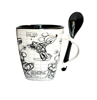 Disney Mickey Mouse Drawing Sketch 11oz Mug With Spoon Disney Mickey Mouse Drawing Sketch 11oz Mug With Spoon