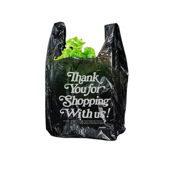 1000 Count Black “Thank You” Plastic Bags – 1/6 Size (11.5"x6"x21.5"), 12 Micron T-Shirt Bags for Grocery, Retail, Takeout 1000 Count Black “Thank You” Plastic Bags – 1/6 Size (11.5"x6"x21.5"), 12 Micron T-Shirt Bags for Grocery, Retail, Takeout