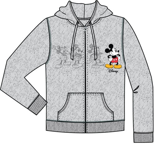 Disney Adult Mickey Plus One Zip Up Hoodie, Gray