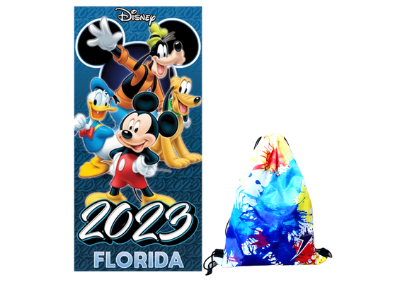 Disney 2023 Mickey Mouse and Friends Beach Towel Set – 28x58 Inch, Multicolor All Ears Group with Drawstring Bag Disney 2023 Mickey Mouse and Friends Beach Towel Set – 28x58 Inch, Multicolor All Ears Group with Drawstring Bag