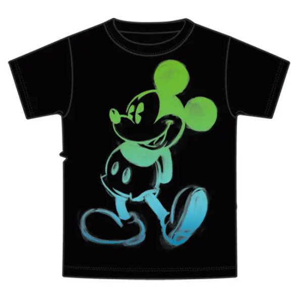 Disney Mickey Mouse Boys Glow T-Shirt - Glow Painted Black