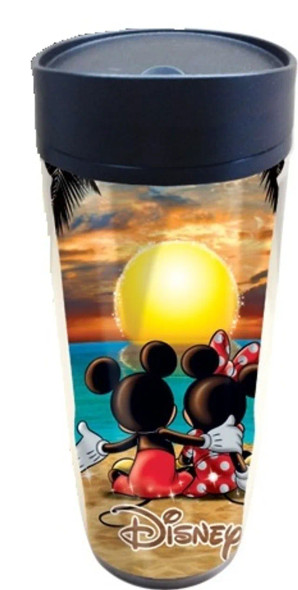Disney Sunset Two Mickey Mouse Minnie Mouse Tumbler Travel Mug 18 Ounce