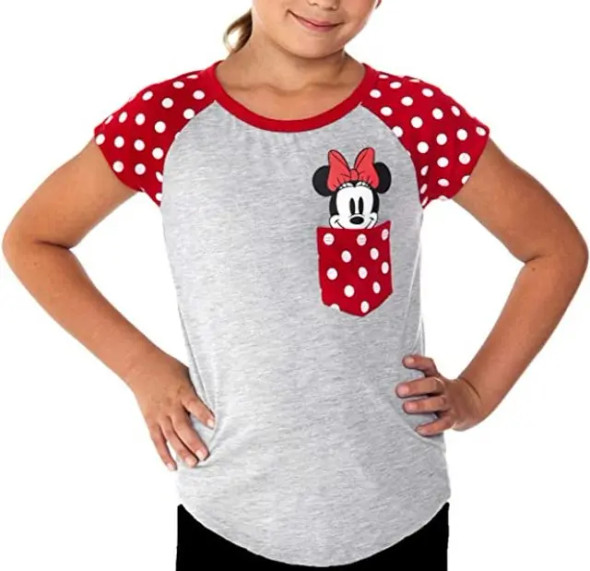 Disney Junior Minnie Mouse Pocket Top - Gray with Red
