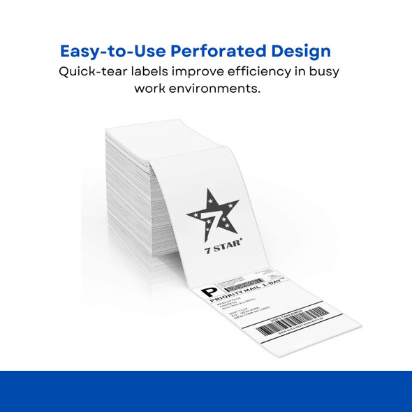 7STAR 4" x 6" Fanfold Direct Thermal Shipping Labels – 4000 Count
