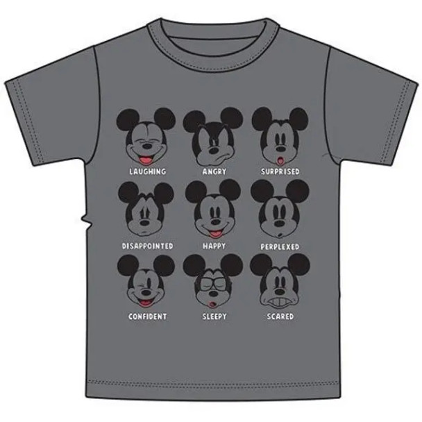 Disney Unisex Adult Dark Gray T Shirt Mickey Faces | 7 Star Market Place